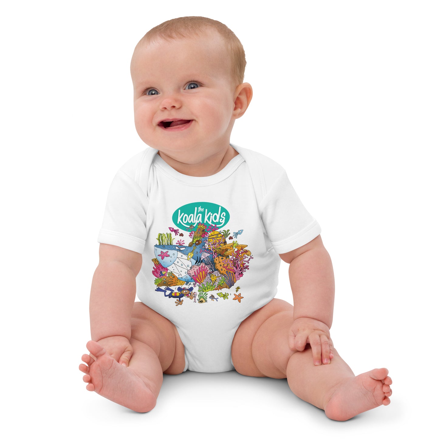 Organic cotton baby bodysuit KOALA KIDS BARRIER REEF SHARK