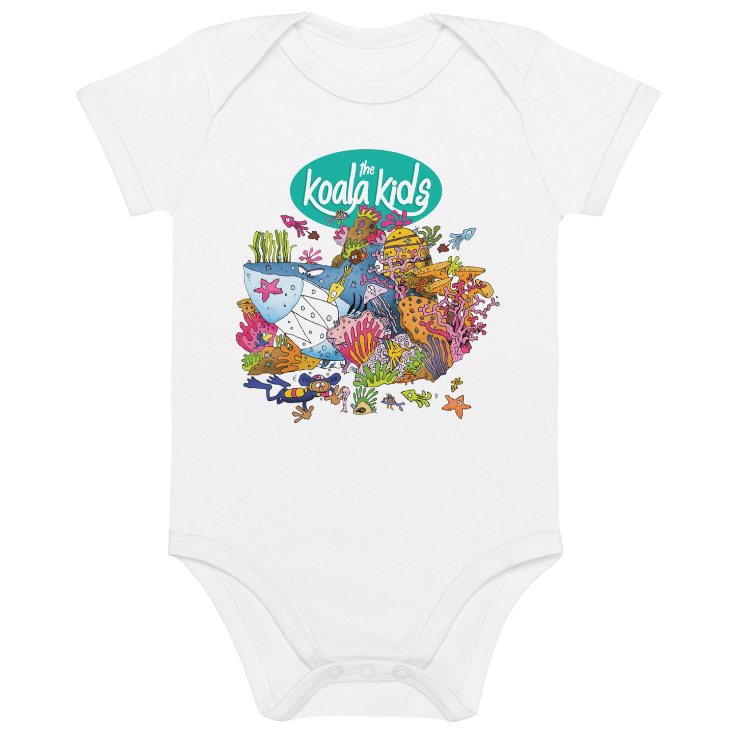 Organic cotton baby bodysuit KOALA KIDS BARRIER REEF SHARK